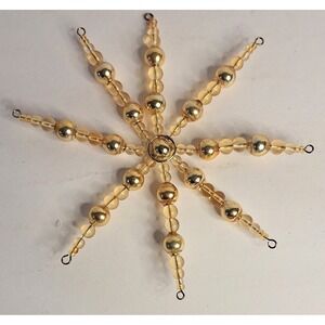 Roost Co. Glass Bead Starburst Snowflake Ornament Yellow Tones
